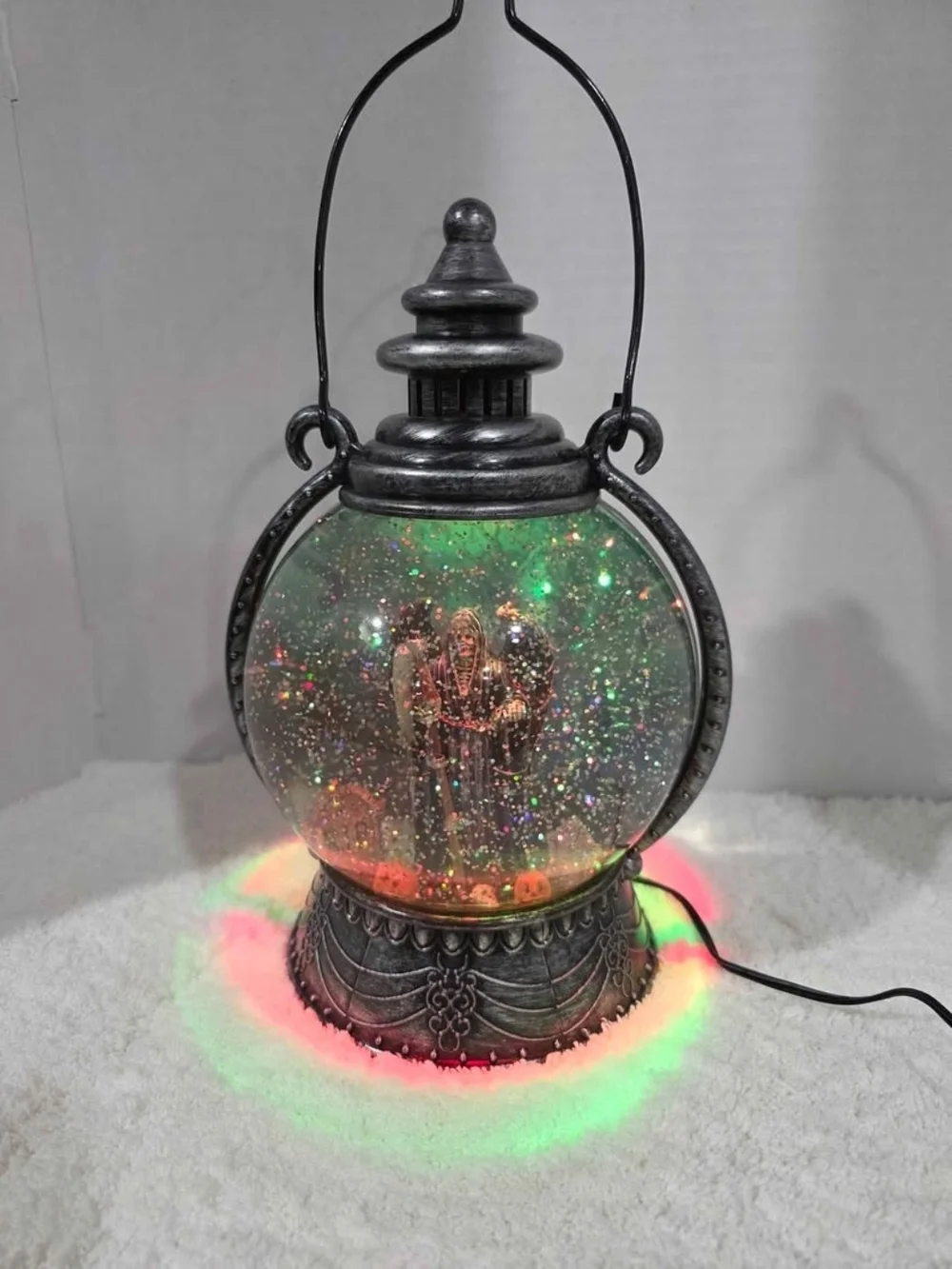 Pumpkin Hollow Water Grim Reaper Color Changing Glitter Lantern
